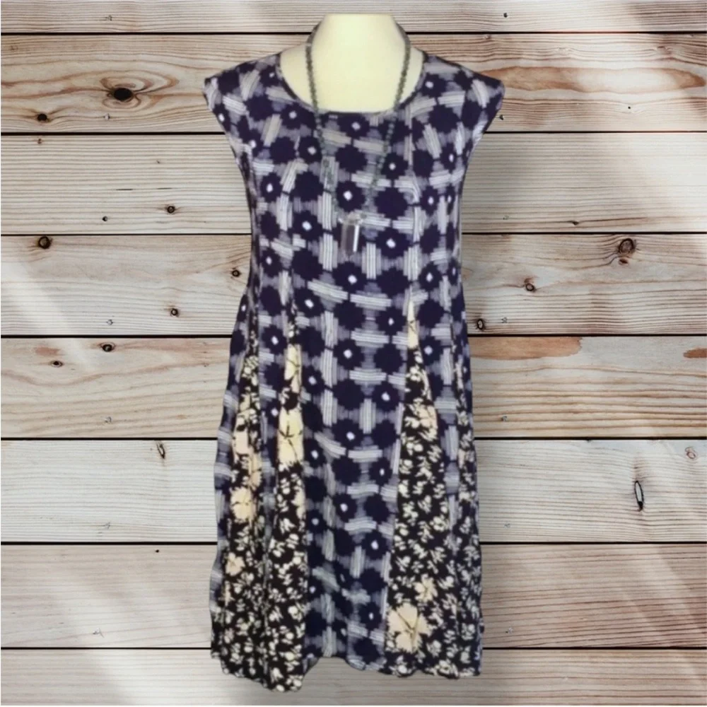 MaEVe Floral Panel Indigia Swing Midi Dress Anthropologie Small VGUC - Picture 13 of 16